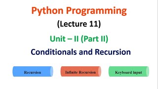 Python Programming | JNTUA | UNIT 2 | Conditionals and Recursion | Lecture 11