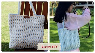 [Corny's Bag] #10| Crochet tote bag 2 colors | Summer bag idea I Easy for beginner