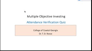 Attendance Verification Quiz Directions: FINC 3450