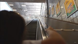 Sweden, Stockholm, Tensta Subway Station, 1X escalator - going up