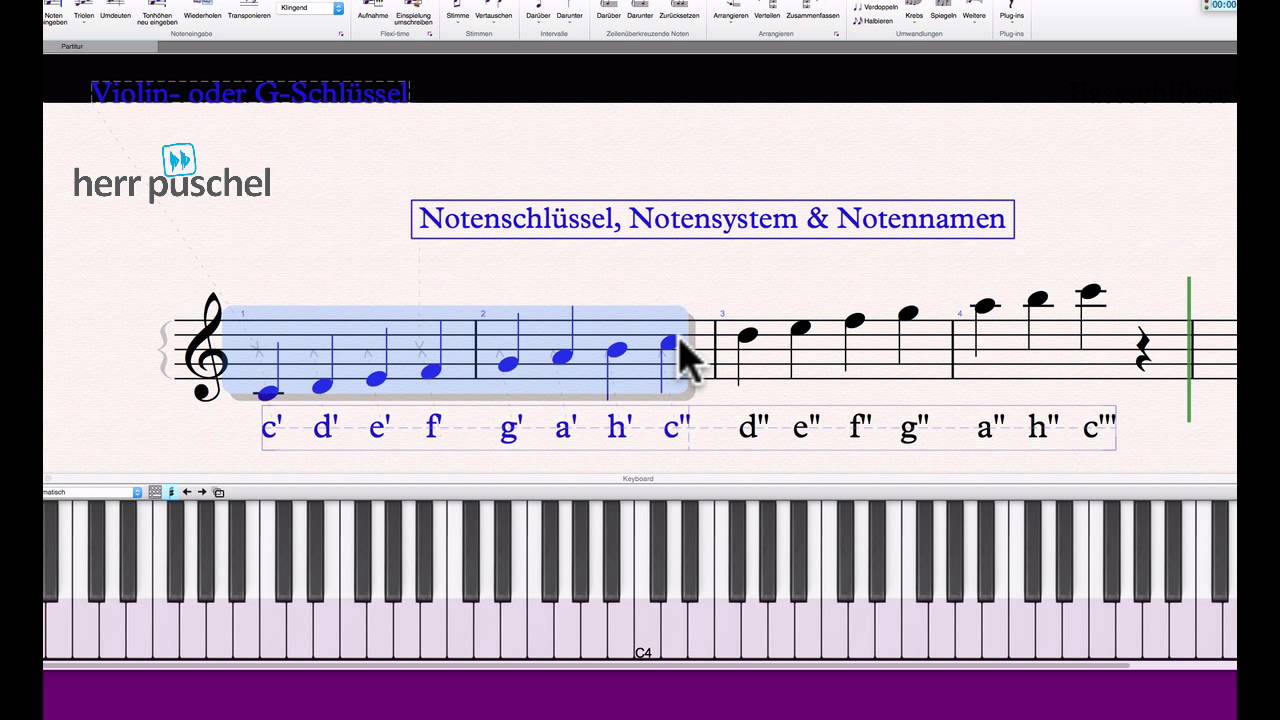 Musiktheorie 1: Notenschlüssel, Notensystem Und Notennamen - YouTube