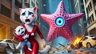 Kitten tames😿 Starfish Monster Starro⭐ #ai #cat #cute #kitten #cartoon #cutecat #aicat