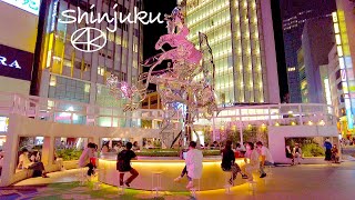 【東京夜散歩】新宿通り新宿東口駅前広場 4K Tokyo Shinjuku street Night Walk