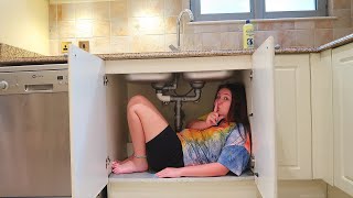 Ruby and Bonnie play hide and seek in vacation house