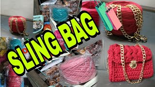 sling bag 🛍️ crochet with T shirt yarn 🧶