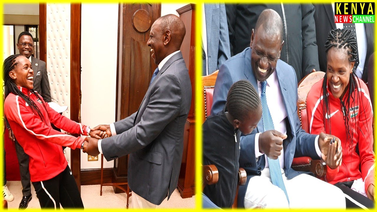 WHAT A MOMENT!! EXCITED PRESIDENT RUTO MEETS FAITH KIPYEGON IN STATE ...