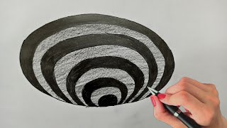 How to Draw 3D Circular Hole ! 3D Trick Art On Paper ! Round Hole in Line Paper Trick Art