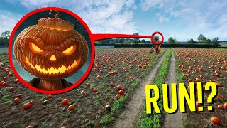 DRONE CATCHES PUMPKIN MAN AT HAUNTED PUMPKIN PATCH!! (SCARY)