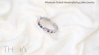 Minimalist Star Rainbow Ring Turkish Wholesale Handcrafted 925 Sterling Silver Jewelry