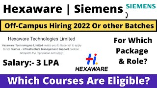 Hexaware | Siemens Hiring 2022 BATCH or Other Batch Clarification Video Which Courses ARE Eligible?