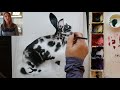 wet on wet fur like yutaka murakami black u0026 white bunny watercolor tutorial easy fast 4 easter