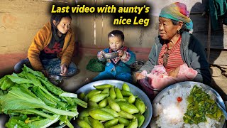 Last video with aunty's nice legs || Mustard (RAYO) \u0026 Caigua (BARELA) mix recipe with rice eating