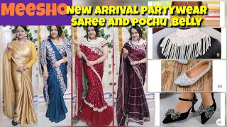 🥰 Meesho Saree Haul 320 Rs 🥰 Georgette/Bnarsi Silk Chickenkari / Jimmy Choo / Meesho Partywear Saree