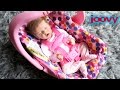 Pink Joovy Toy Car Seat Unboxing with Reborn Baby Doll Twin A Olivia