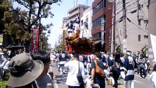 足代だんじり東大阪ふれあい祭り2014年本番ふれあい通り長瀬川付近