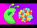 Learn the colors with Pacman for kids eating fruits & Groovy The Martian educational cartoons