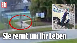 Mädchen flieht vor einem Entführer (Schockierende Aufnahmen) | USA