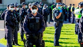 Police outnumber protesters at anti-lockdown demonstration in Melbourne