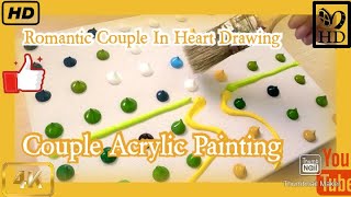 Valentine's Special Romantic Couple Silhouette Acrylic Painting / Simple Wafer Color Couple Painting