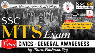 SSC MTS | Day - 6 | PART - 1 | Civics | Historical Background of Constitution | Thiru. Dhilipan Raj