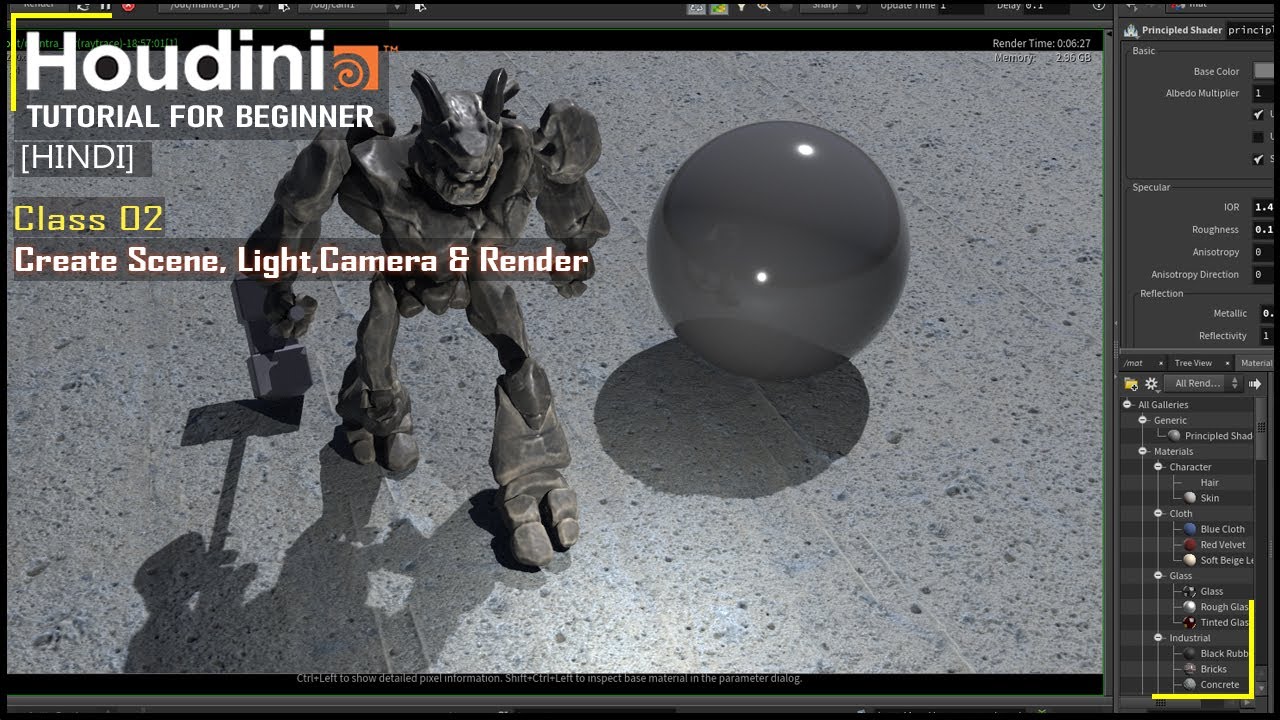 Houdini Tutorial For Beginner Class 02 Create Basic Scene In