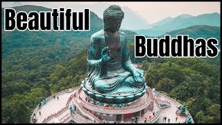 Meditation and Relaxation Music Video With Moving Images of Large Buddha Statues