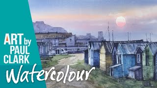How to Paint Beach Huts at Dawn in Watercolour