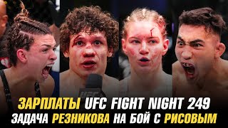 Зарплаты UFC Fight Night 249 / Задача Артема Резникова на бой с Юсуфом Раисовым