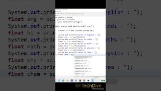 Java Tutorial: Student Marks Percentage Program #programminglanguage #coding