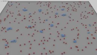Simple 2D reaction-diffusion model simulated with Spatiocyte