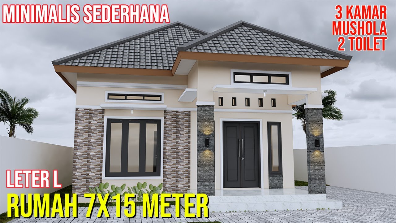 Desain Rumah Minimalis Sederhana Denah Ukuran 7x15m Leter L 1 Lantai 3 ...