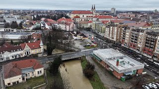 A Perint és az Arany patakok áradása légifelvételen -  Szombathely, 2023.12.23.