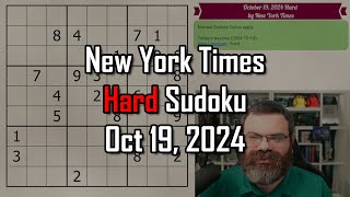 NYT Hard Sudoku Walkthrough | Oct 19, 2024