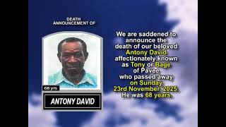 Antony David ~ Short Obituary