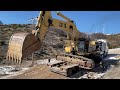 Loading And Transporting By Side The Caterpillar 375 Excavator - Fasoulas Heavy Transports