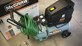 Harbor Freight Portable Air Compressor - MCGRAW 8 gallon Oil Free - Assembly and Set Up