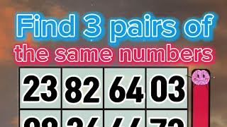 같은 숫자 3짝 찾기 5문제 모듬 #Find 3 pairs of the same #numbers #quiz #brain #치매예방 #250129