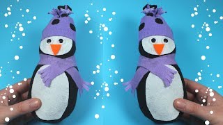 No Sew Sock Penguin Plushie | Winter Crafts for Kids