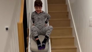 *DIY slide idea* Kids enjoying their makeshift stair slide with delight || WooGlobe