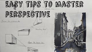 TOP TIPS for ONE POINT perspective DRAWING [how to draw a street in perspective]