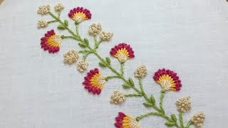 Hand embroidery of a flower twig