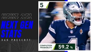 Next Gen Stats: Dak Prescott's 5 Most Improbable Completions | Week 17 | #DETvsDAL | Cowboys 2023