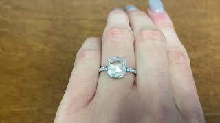 2.22ct Antique Rose-Cut Diamond and Platinum Engagement Ring - Calabria Ring - Hand Video