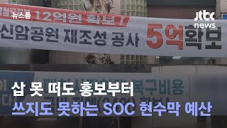 삽 못 떠도 홍보부터…쓰지도 못하는 SOC '현수막 예산' / JTBC 뉴스룸