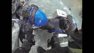 Crossing river Obikhoumbou with a BMW F650 GS Dakar, along the Wakhan Corridor in Tajikistan