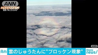 雲海に輝く“ブロッケンの輪”　旅客機から撮影(17/11/02)