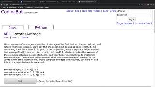 CodingBat AP1 scoresAverage
