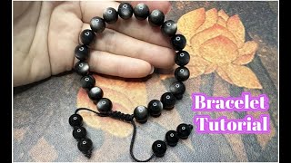 How to make a Silver sheen obsidian bracelet within 5 minutes?