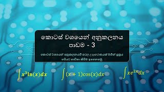 කොටස් වශයෙන් අනුකලනය උදාහරණ - සූත්‍රය හරියට භාවිතා කිරීම - පාඩම - 3