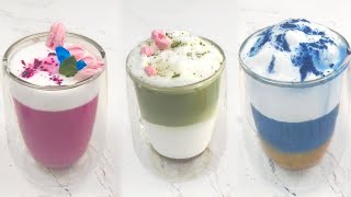 Matcha Latte 3 Recipes | Iced Matcha Latte | Blue matcha | Pink Latte